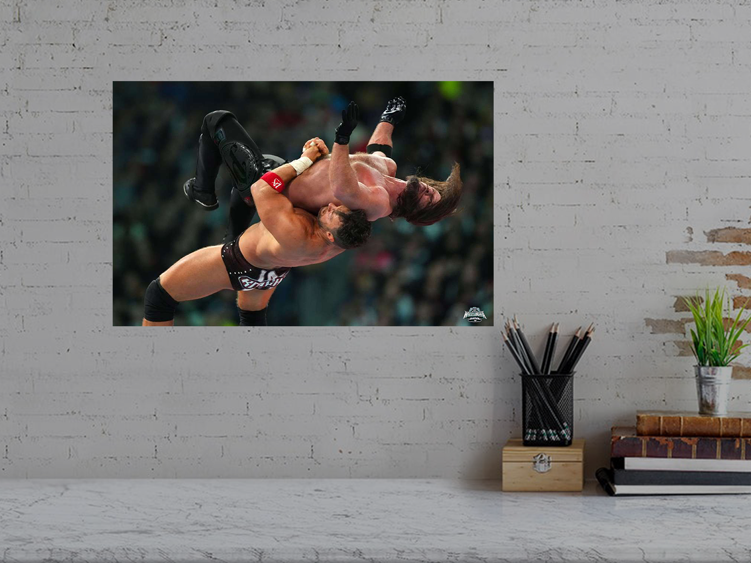 LA Knight Suplexes AJ Styles Off The Turnbuckle Wrestlemania 40Poster | Premium Gloss Print | Wrestling Fan Art | Home Decor