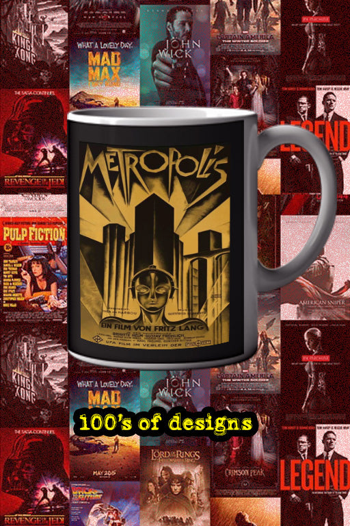 Metropolis 11oz Mug | Film Poster Design | Vintage Metropolis | Sci-Fi Mug | Fritz Lang | Film Classic Merch | Home Movie Theater Decor