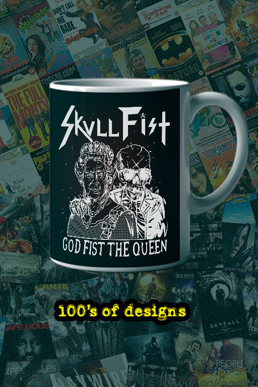 Skull Fist God Fist The Queen 11oz Mug | Music Artist Design | Rock and Roll Coffee Cup | Music Lover Gift | Unique Musician Merchandise