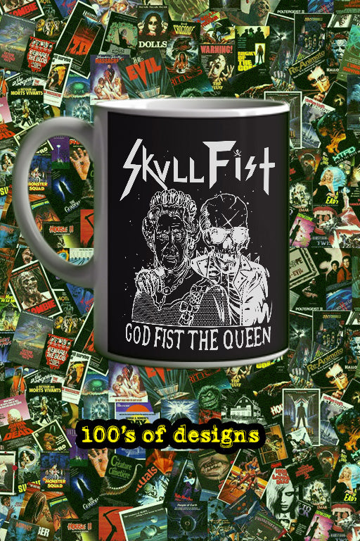 Skull Fist God Fist The Queen 11oz Mug | Music Artist Design | Rock and Roll Coffee Cup | Music Lover Gift | Unique Musician Merchandise