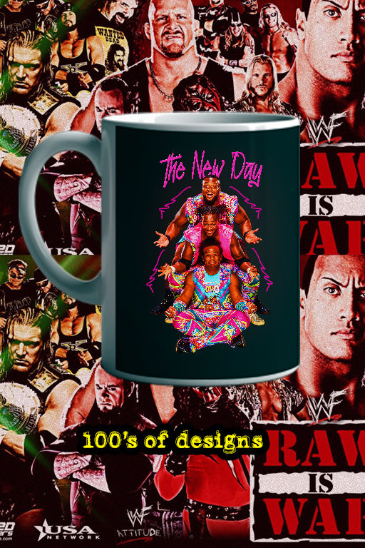 THE NEW DAY 11oz Mug featuring WWE Kofi Kingston | Xavier Woods | Big E design