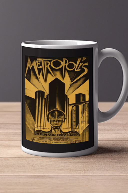 Metropolis 11oz Mug | Film Poster Design | Vintage Metropolis | Sci-Fi Mug | Fritz Lang | Film Classic Merch | Home Movie Theater Decor