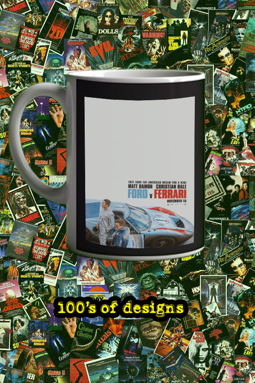 Ford V Ferrari 11oz Mug | Film Poster Design | Lead Actors Matt Damon & Christian Bale