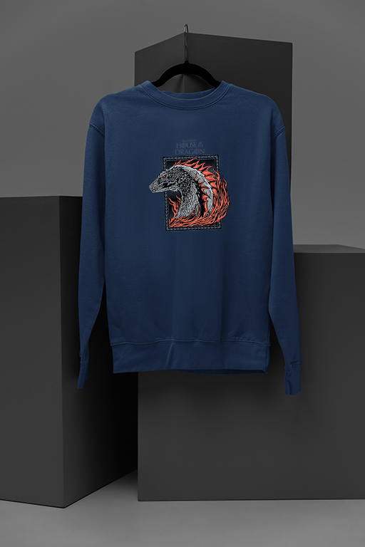 House of The Dragon | Flaming Dragon Emblem Sweatshirt - Game of Thrones Inspired Stylish Apparel | Trendy House of The Dragon Merchandise | Game of Thrones Fan Gear for Fashion-Forward Fans