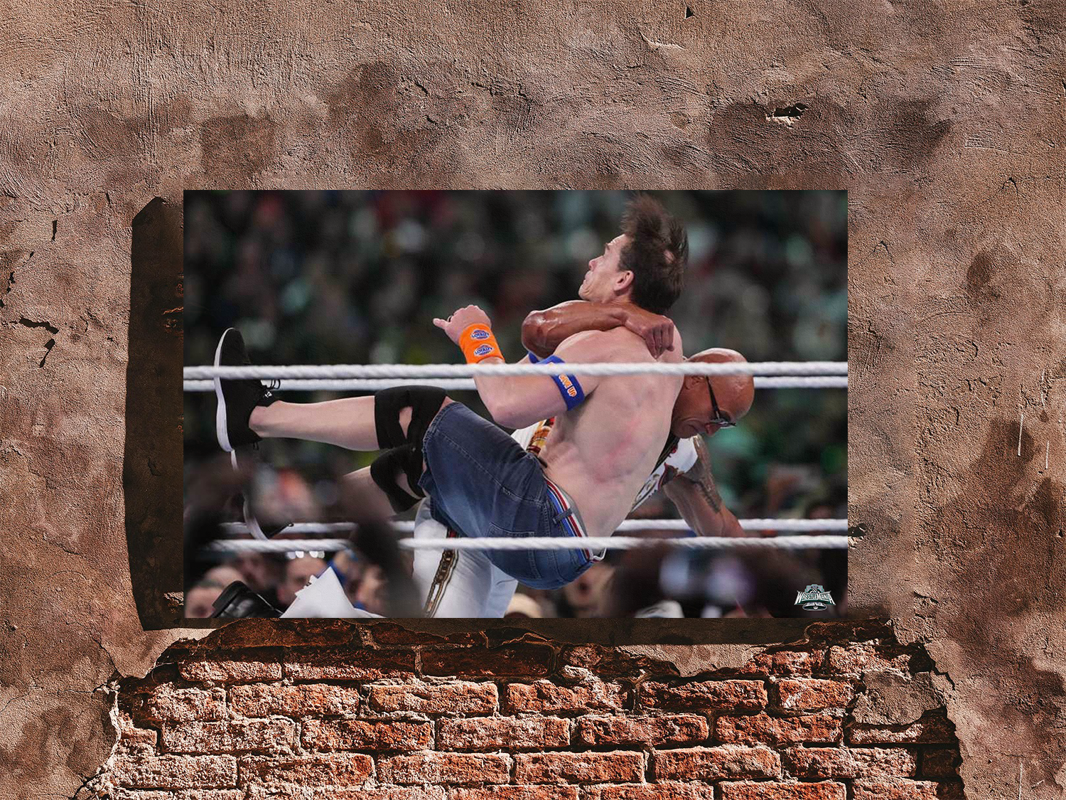 The Rock Gives John Cena The Rock Bottom | Wrestlemania 40 Poster | WWE Wrestling Art Print