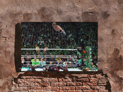 Logan Paul Frog Splash On Kevin Owens Premium Gloss Poster | Wrestlemania 40 Stylish Design Exclusively | Must-Have Collectible Item for Wrestling Fans | High-Quality Art Print for Home Decor