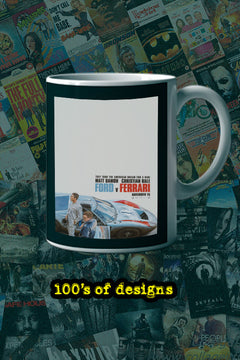 Ford V Ferrari 11oz Mug | Film Poster Design | Lead Actors Matt Damon & Christian Bale