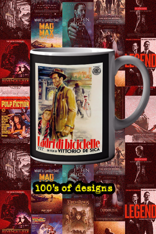 Bicycle Thieves 11oz Mug | Film Poster Design | Vintage Italian Cinema | Lead Actor Name