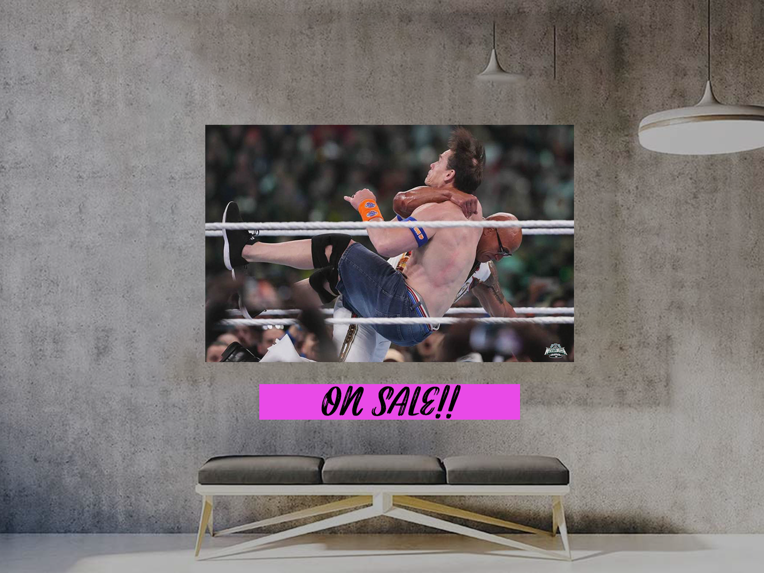 The Rock Gives John Cena The Rock Bottom | Wrestlemania 40 Poster | WWE Wrestling Art Print
