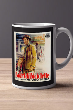 Bicycle Thieves 11oz Mug | Film Poster Design | Vintage Italian Cinema | Lead Actor Name