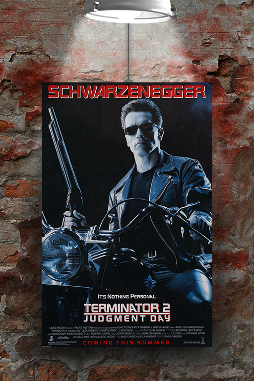Terminator 2 Arnold Schwarzenegger Gloss Film Poster | Action Movie Wall Art Print | Sci-Fi Cinema Decor | Classic Terminator 2 Design
