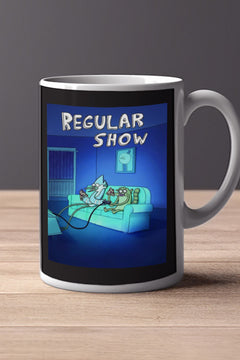 Regular Show 11oz Mug Mordecai Rigby Benson Coffee Cup TV Show Cartoon Network Merchandise Mugs |Cartoon Network Regular Show Design Mug Merch Accessories | Regular Show Fan Gift Mug Home Decor