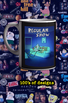Regular Show 11oz Mug Mordecai Rigby Benson Coffee Cup TV Show Cartoon Network Merchandise Mugs |Cartoon Network Regular Show Design Mug Merch Accessories | Regular Show Fan Gift Mug Home Decor
