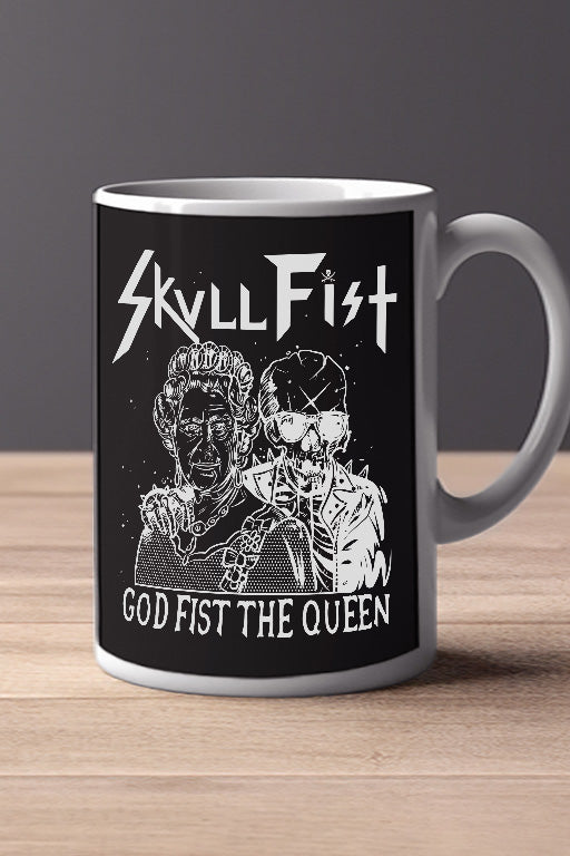 Skull Fist God Fist The Queen 11oz Mug | Music Artist Design | Rock and Roll Coffee Cup | Music Lover Gift | Unique Musician Merchandise