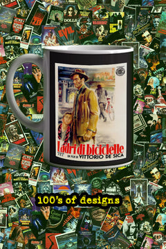 Bicycle Thieves 11oz Mug | Film Poster Design | Vintage Italian Cinema | Lead Actor Name