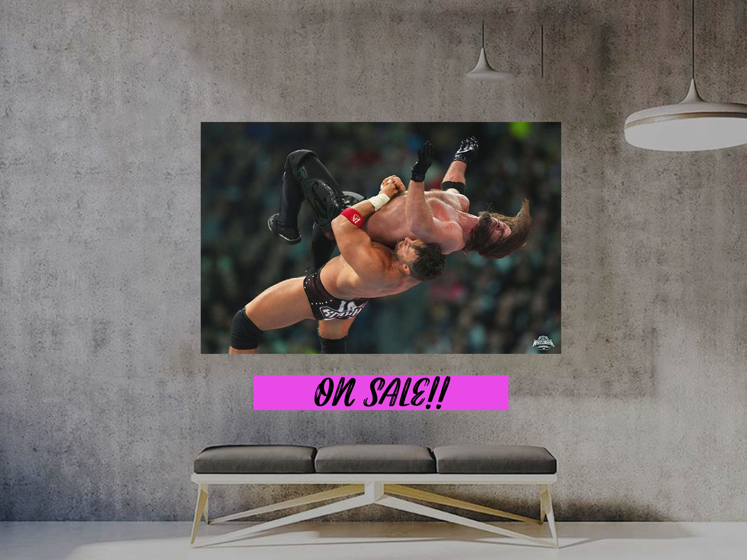 LA Knight Suplexes AJ Styles Off The Turnbuckle Wrestlemania 40Poster | Premium Gloss Print | Wrestling Fan Art | Home Decor
