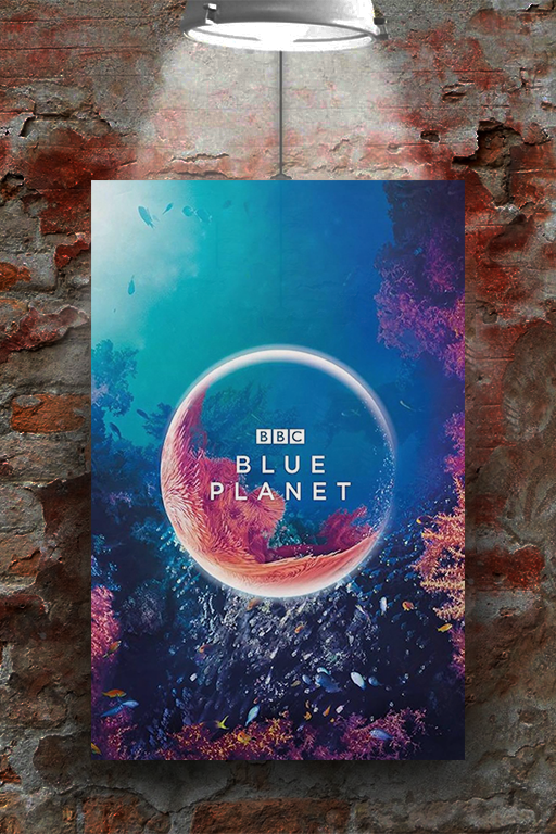 The Blue Planet David Attenborough Gloss Poster | TV Show Design | Ocean Documentary Art | Premium Quality Print | Wall Decor for Nature Lovers