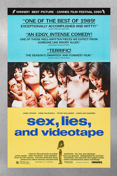 Sex, Lies, and Videotape Andy MacDowell & James Spader Glossy Movie Poster | 80s Film Wall Art | Cult Classic Cinema Print | Retro Film Decor | Steven Soderbergh Poster | Indie Movie Artwork
