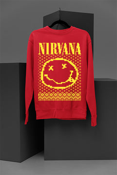 UGLY Classic Nirvana Band Logo & Iconic Smiley Face Christmas Sweatshirt | Grunge Style