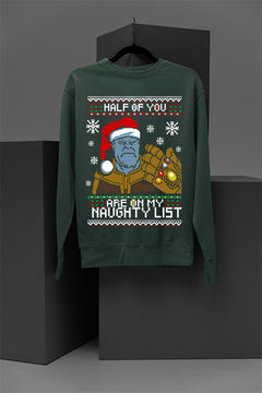 UGLY: Thanos Naughty List Sweatshirt | Marvel Universe | Christmas | Infinity Gauntlet Era