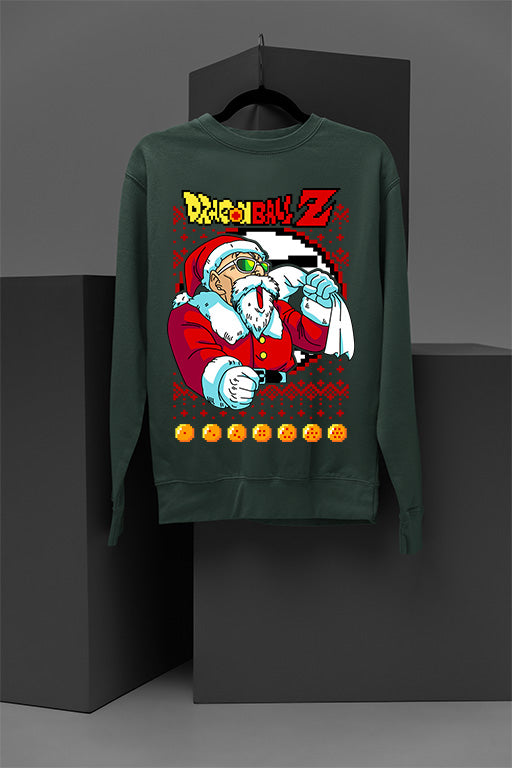 UGLY Roshi Christmas Chaos | Dragon Ball Z Santa Sweatshirt | Festive Anime Wear | Retro