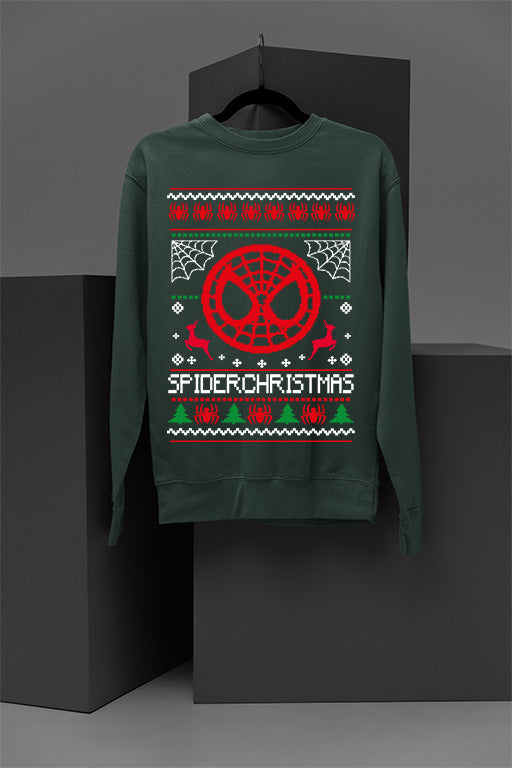 UGLY Spiderman SpiderChristmas | Festive Marvel Christmas Sweatshirt | Retro Spiderman Xmas Pul
