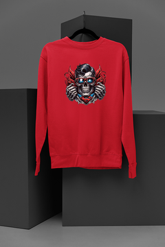 "Superhero Style Skull Sweatshirt - DC Comics Inspired | Superman Cool Skull with Sunglasses Design - Trendy Graphic Sweater for Comic Fans"