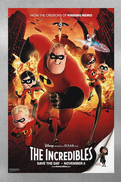 The Incredibles Premium Gloss Poster featuring  Pixar | Animated | Dash | Violet | Elastigirl | Frozone | Film Poster - 18x24 inches