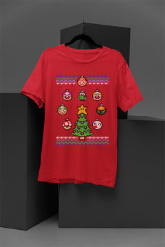 "UGLY Retro Super Mario Bros Christmas Tee | 8-Bit Holiday Gamer Shirt | Nost