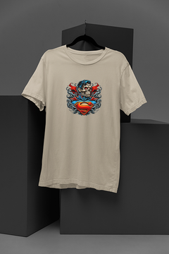 "Superhero Skeleton Style – Unique Superman Design | Edgy DC Comics Inspired Tee"