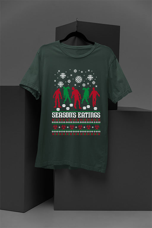 UGLY Festive Zombies Feasting | Christmas Horror Apparel | Undead Merry Madness | Retro Apocalypse Fashion