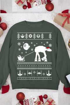 UGLY Galactic Sleigh Star Wars Christmas Sweatshirt | Retro Sci-Fi Festive Sweatshirt | Vintage