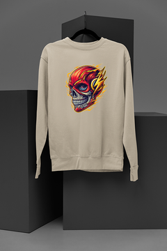 "Speedy Skull: The Flash Inspired Graphic Sweatshirt | DC Comics Vibes | Edgy Superhero Design | Street Style Statement Piece"