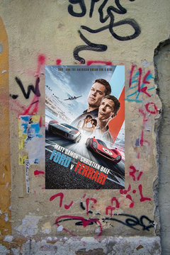 Ford V Ferrari Matt Damon Christian Bale Premium Gloss Poster | Film Memorabilia Wall Art Print | Vintage Racing Movie Theatre Decor