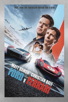 Ford V Ferrari Matt Damon Christian Bale Premium Gloss Poster | Film Memorabilia Wall Art Print | Vintage Racing Movie Theatre Decor