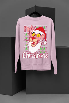 UGLY Retro Pink Panther Christmas Sweatshirt | Pink Panther Pink Christmas Sweatshirt | 60s Style