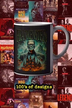 Halloween Frankenstein 11oz Mug | Horror Film Poster Design | Classic Monster Movie | Halloween Decor | Spooky Coffee Cup