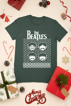 UGLY Retro Beatles Christmas T-Shirt | Vintage Beatles Ugly Design | Festive Fab Four Tee |