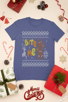 KIDS UGLY: Bite Me Gingerbread Ugly Christmas T-shirt | Kids Christmas Ugly