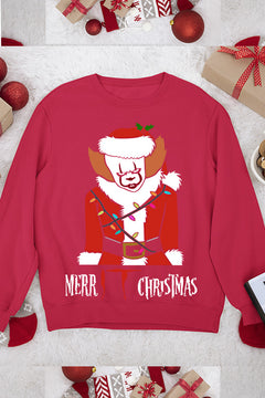 UGLY Yet Festive Pennywise from IT Christmas Sweatshirt | Horror Clown | Stephen King | Red