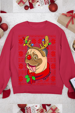 UGLY Pugy Christmas Vintage Sweater | Funny Pug Christmas Sweatshirt | Retro Christmas U