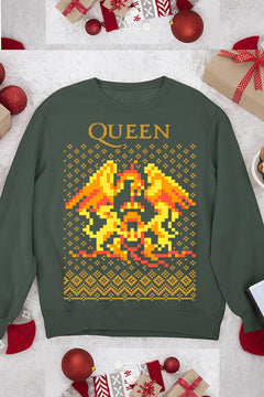 UGLY Retro Queen Band Logo Christmas Sweatshirt | Vintage 70s Glam Rock | Bohemian