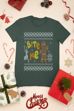 UGLY Gingerbread Bite Me Xmas T-shirt | Festive Gingerbread Men | Bite Me Christmas