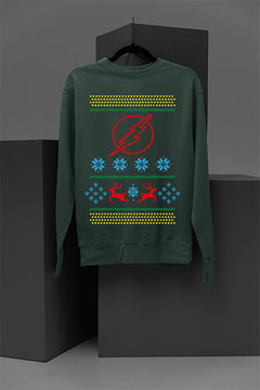 UGLY Flashy Christmas Delight | DC The Flash Logo | Holiday Speedster Fun | Retro Era