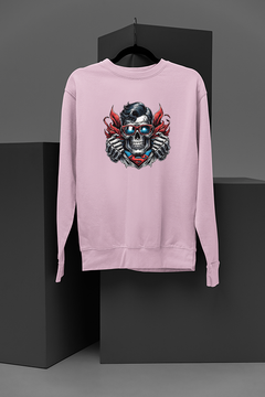 "Superhero Style Skull Sweatshirt - DC Comics Inspired | Superman Cool Skull with Sunglasses Design - Trendy Graphic Sweater for Comic Fans"