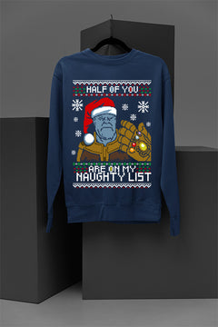 UGLY: Thanos Naughty List Sweatshirt | Marvel Universe | Christmas | Infinity Gauntlet Era