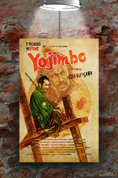 Yojimbo Toshiro Mifune | Samurai Movie Poster | Glossy Wall Art | Japanese Cinema Decor | Akira Kurosawa Artwork | Vintage Film Poster | Retro Samurai Aesthetic | Classic Japanese Film Decor