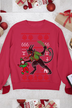 UGLY Krampus Christmas Sweatshirt - Vintage Era Horror | Festive Ugly Design | Retro Demon