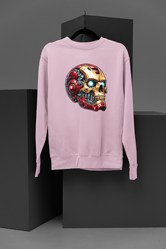 "Marvel Inspired Iron Man Metalic Skull Mask Sweatshirt | Superhero Chic Apparel | Comic Book Enthusiast Fashion | Trendy Geek Wear"