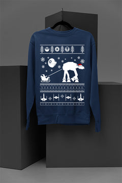 UGLY Galactic Sleigh Star Wars Christmas Sweatshirt | Retro Sci-Fi Festive Sweatshirt | Vintage